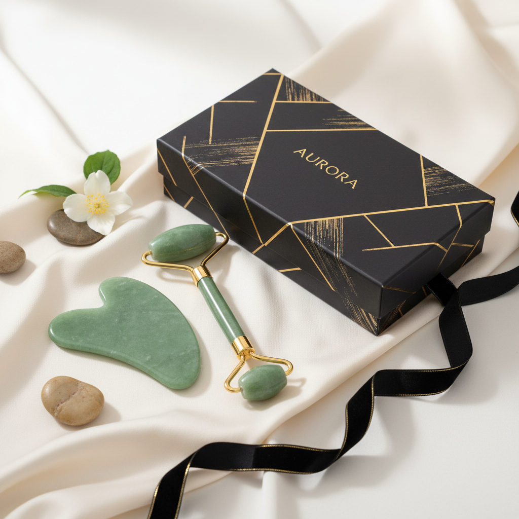 Jade Gua Sha & Roller Set