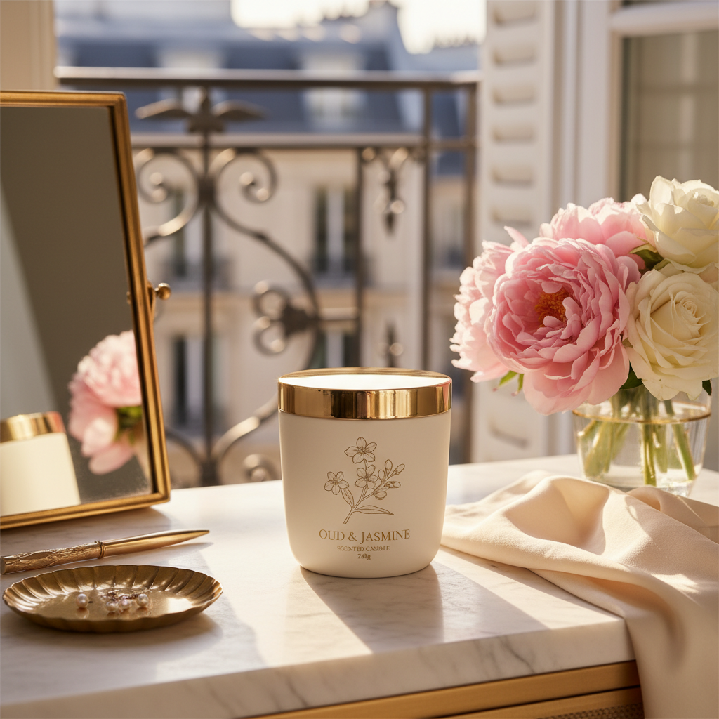 Oud & Jasmine Scented Candle 240g - View 3